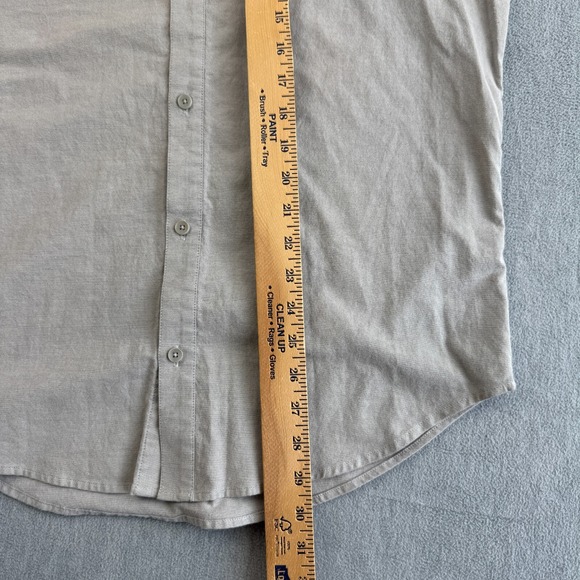 Lululemon Shirt Men XL Gray Stretch Long Sleeve Button Up Preppy Collard STAINED - Picture 8 of 12